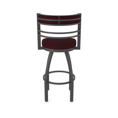 Swivel Counter Stool with Pewter Finish and Canter Bordeaux Seat and Back