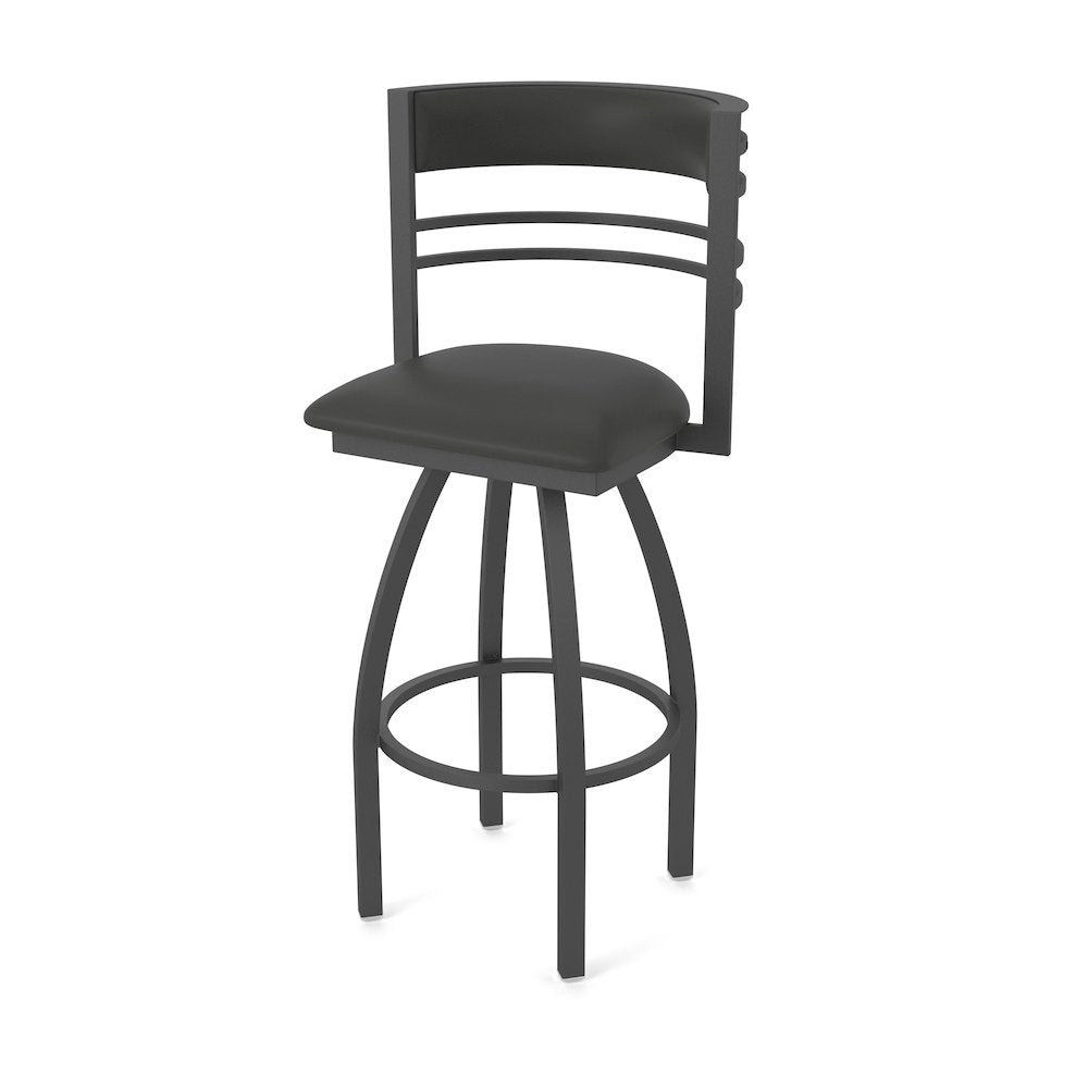 Swivel Counter Stool with Pewter Finish and Canter Iron Seat and Back