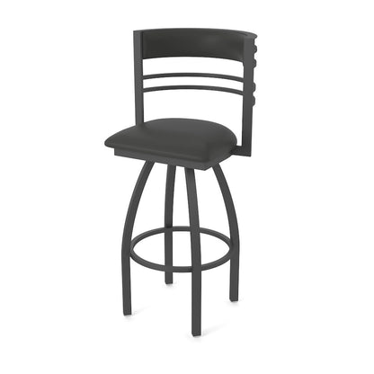 Swivel Counter Stool with Pewter Finish and Canter Iron Seat and Back