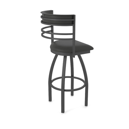 Swivel Counter Stool with Pewter Finish and Canter Iron Seat and Back
