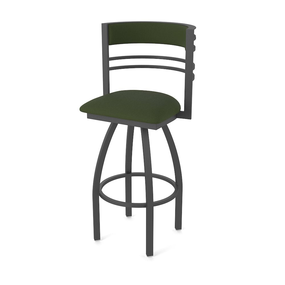 Swivel Counter Stool with Pewter Finish and Canter Pine Seat and Back
