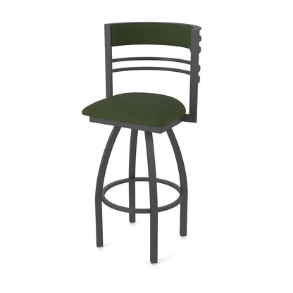 Swivel Counter Stool with Pewter Finish and Canter Pine Seat and Back