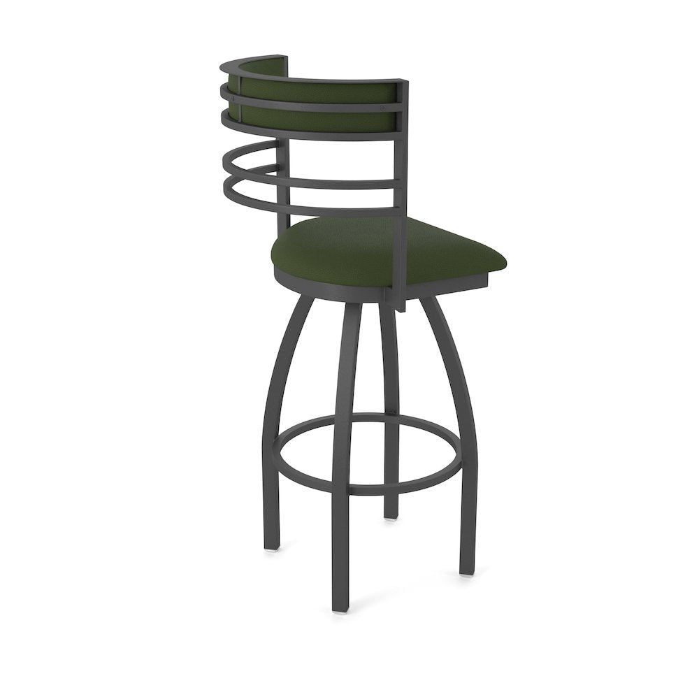 Swivel Counter Stool with Pewter Finish and Canter Pine Seat and Back