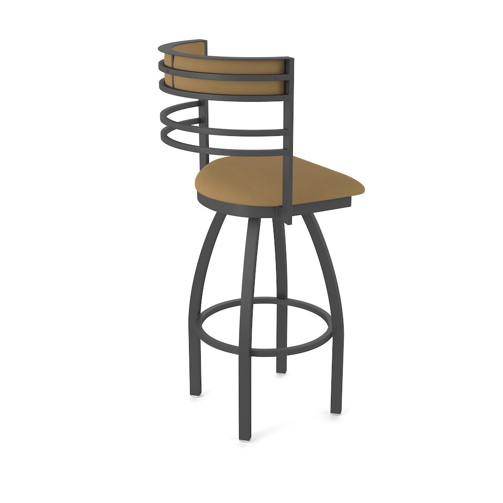 Swivel Counter Stool with Pewter Finish and Canter Saddle Seat and Back