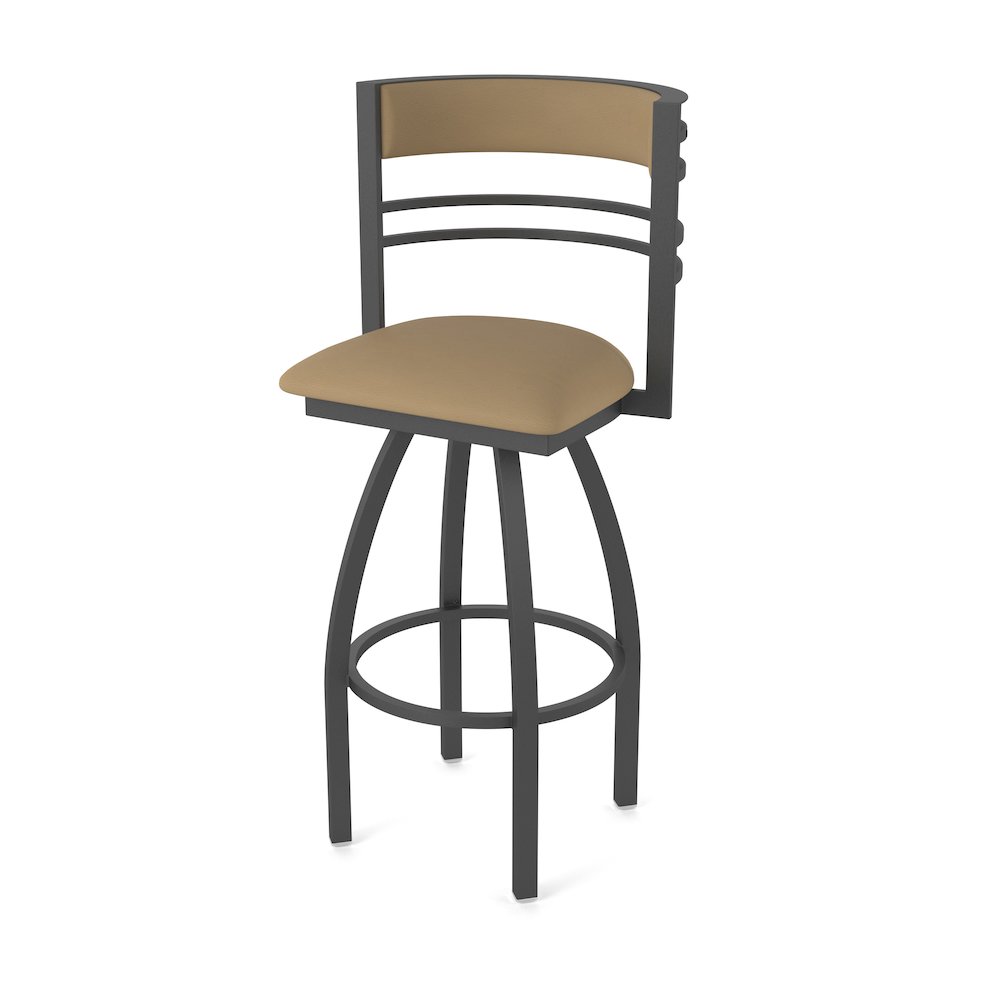 Swivel Counter Stool with Pewter Finish and Canter Sand Seat and Back