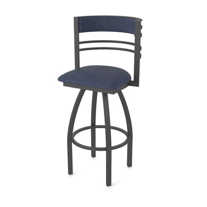 Swivel Counter Stool with Pewter Finish and Graph Anchor Seat and Back