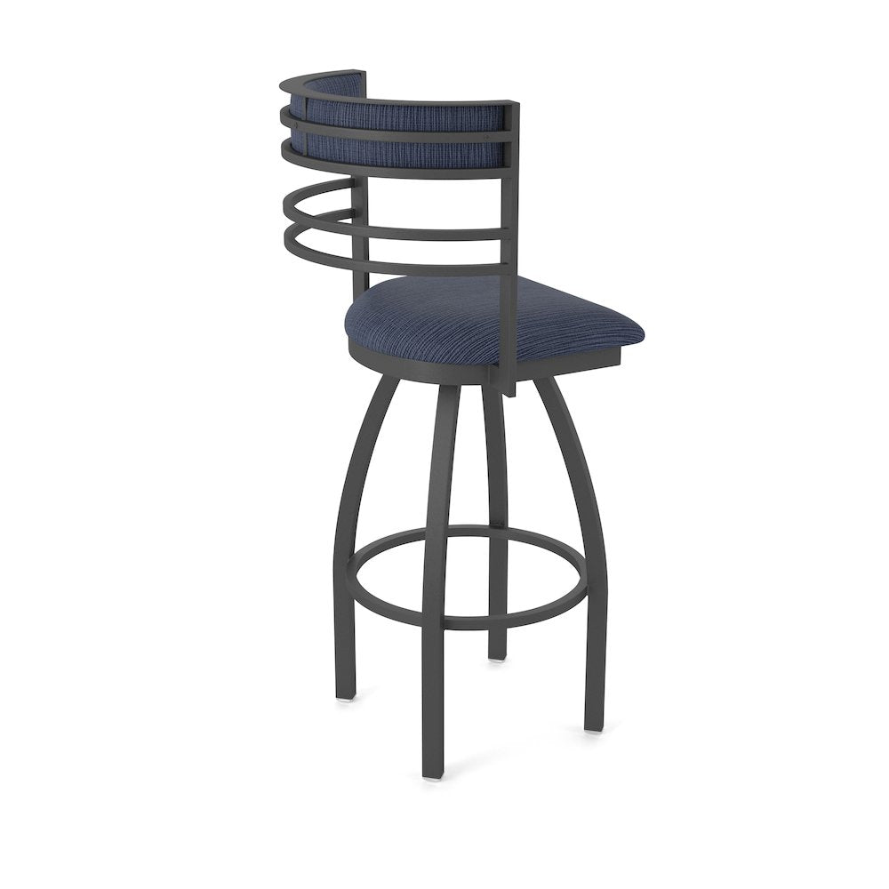 Swivel Counter Stool with Pewter Finish and Graph Anchor Seat and Back