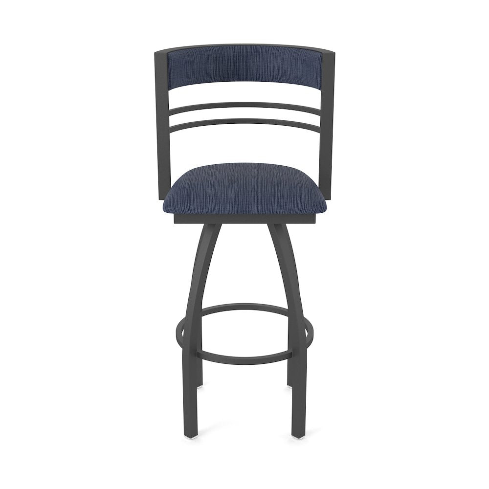 Swivel Counter Stool with Pewter Finish and Graph Anchor Seat and Back