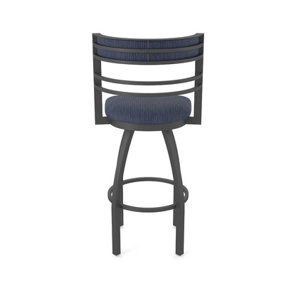 Swivel Counter Stool with Pewter Finish and Graph Anchor Seat and Back