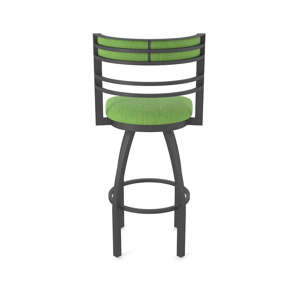 Swivel Counter Stool with Pewter Finish and Graph Parrot Seat and Back