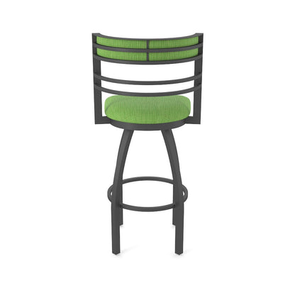 Swivel Counter Stool with Pewter Finish and Graph Parrot Seat and Back