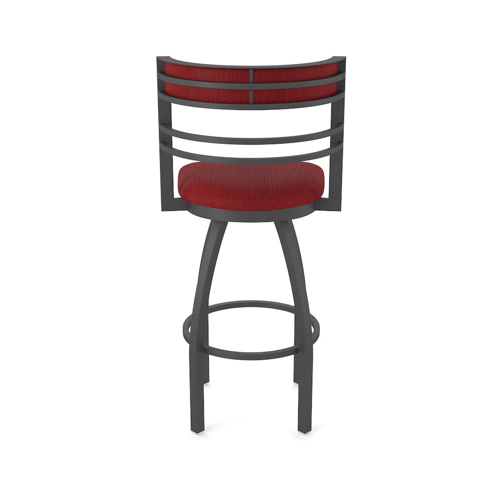 Swivel Counter Stool with Pewter Finish and Graph Ruby Seat and Back