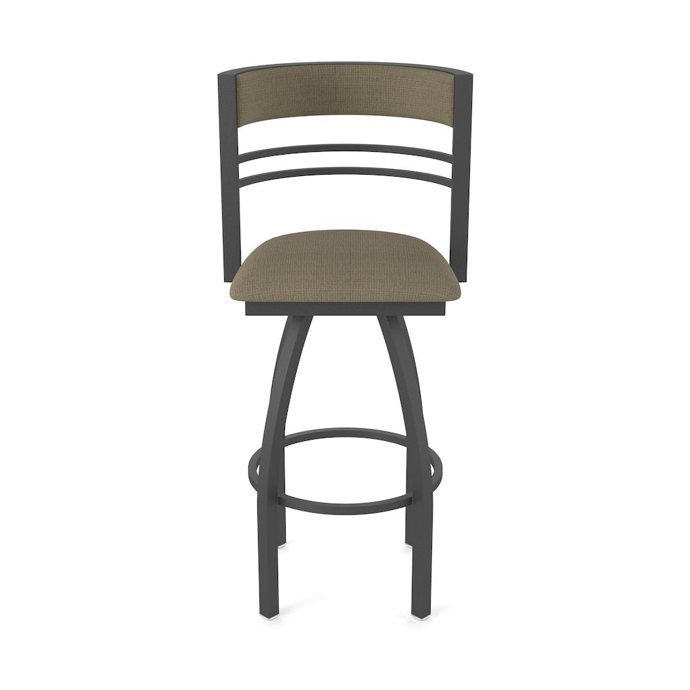 Swivel Counter Stool with Pewter Finish and Graph Cork Seat and Back