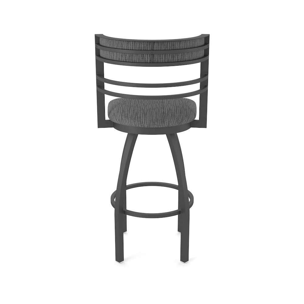 Swivel Counter Stool with Pewter Finish and Graph Coal Seat and Back