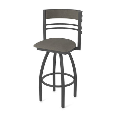 Swivel Counter Stool with Pewter Finish and Graph Chalice Seat and Back