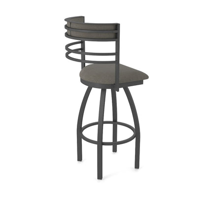 Swivel Counter Stool with Pewter Finish and Graph Chalice Seat and Back