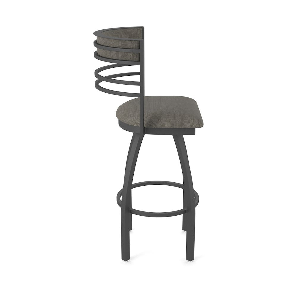 Swivel Counter Stool with Pewter Finish and Graph Chalice Seat and Back