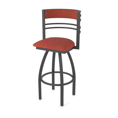 Swivel Counter Stool with Pewter Finish and Graph Poppy Seat and Back