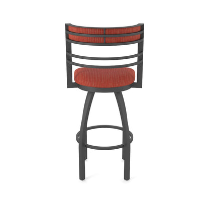 Swivel Counter Stool with Pewter Finish and Graph Poppy Seat and Back