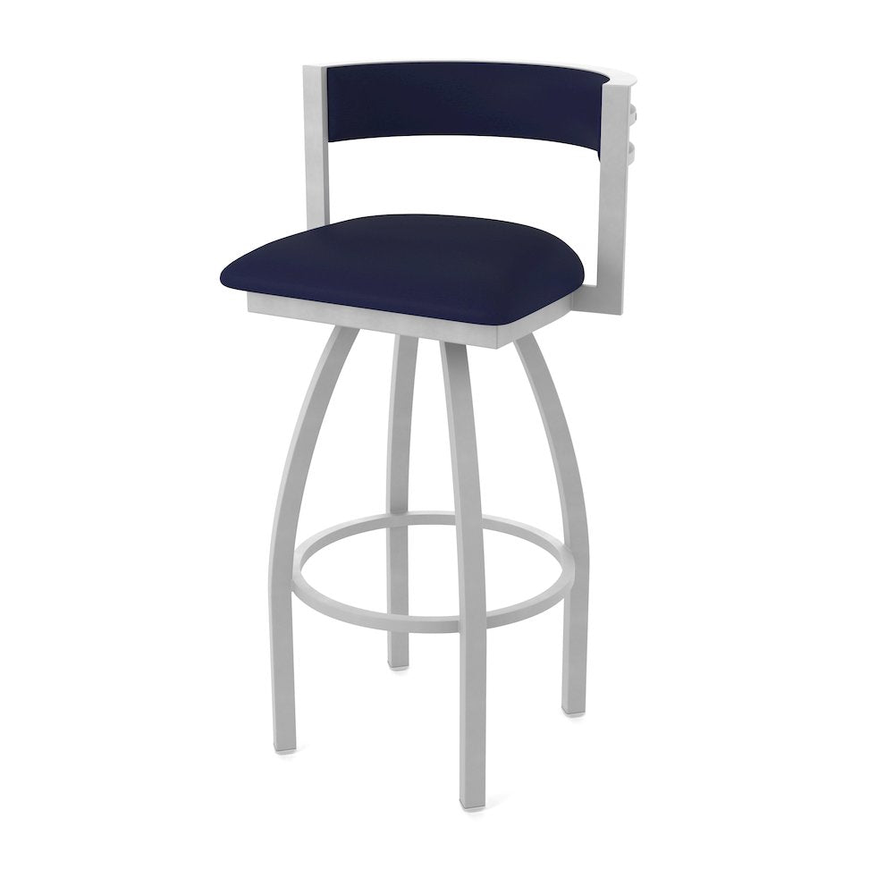 Swivel Counter Stool with Anodized Nickel Finish and Canter Twilight Seat