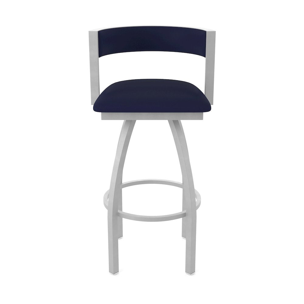 Swivel Counter Stool with Anodized Nickel Finish and Canter Twilight Seat