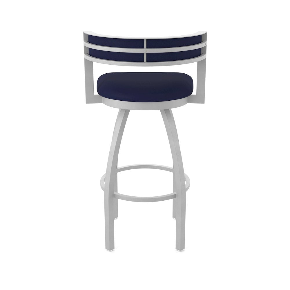 Swivel Counter Stool with Anodized Nickel Finish and Canter Twilight Seat