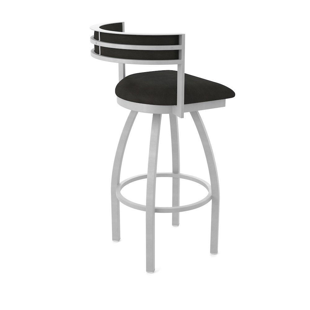 Swivel Counter Stool with Anodized Nickel Finish and Canter Espresso Seat