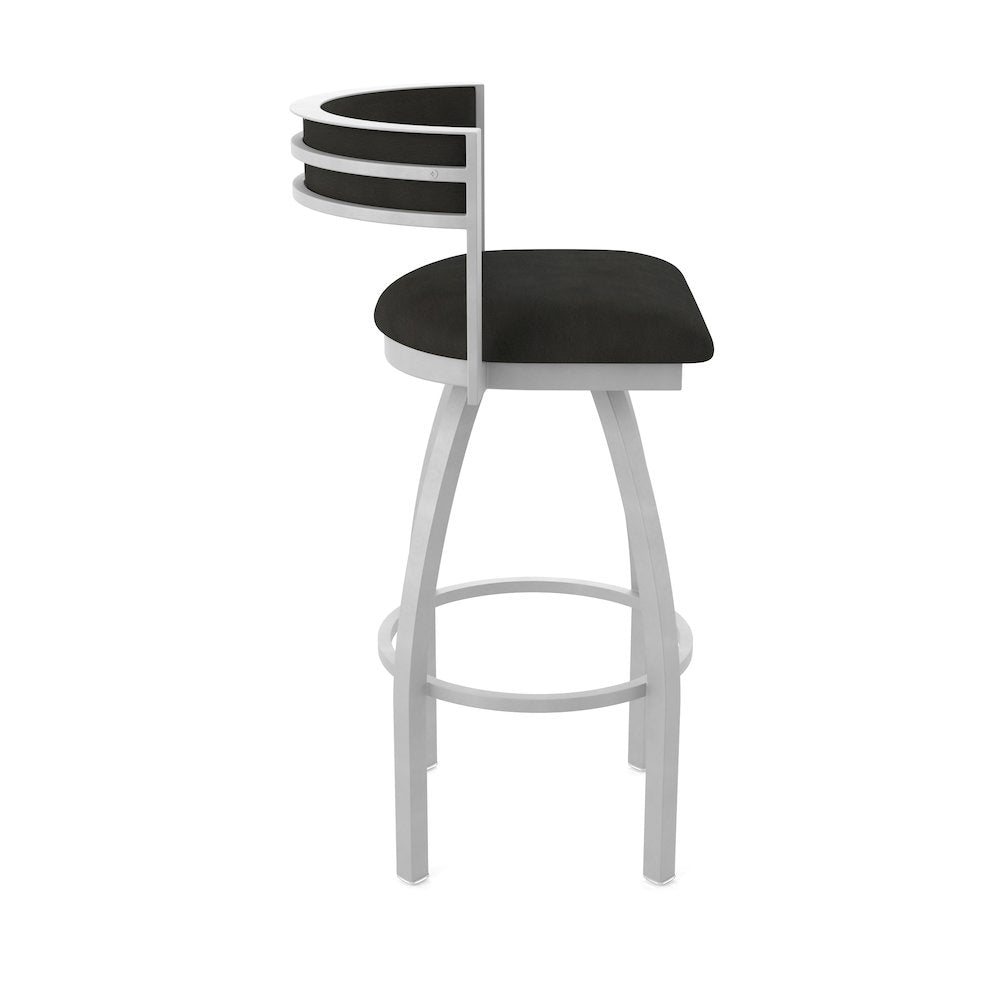 Swivel Counter Stool with Anodized Nickel Finish and Canter Espresso Seat