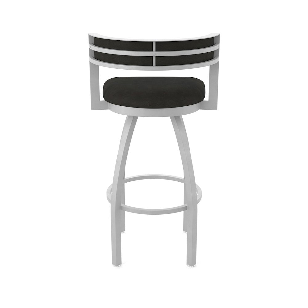Swivel Counter Stool with Anodized Nickel Finish and Canter Espresso Seat