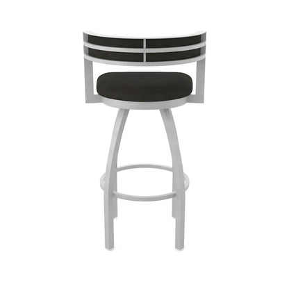 Swivel Counter Stool with Anodized Nickel Finish and Canter Espresso Seat