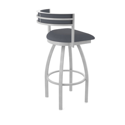 Swivel Counter Stool with Anodized Nickel Finish and Canter Storm Seat and Back