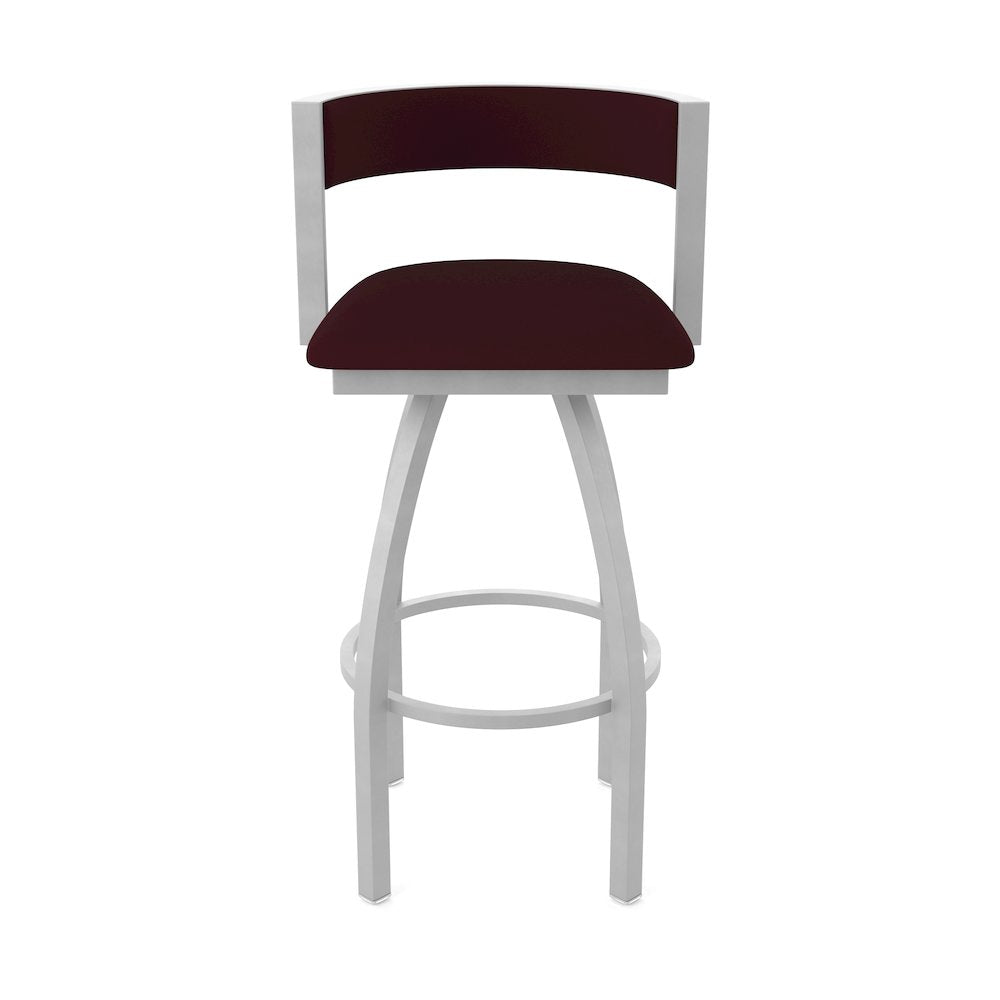 Swivel Counter Stool with Anodized Nickel Finish and Canter Bordeaux Seat