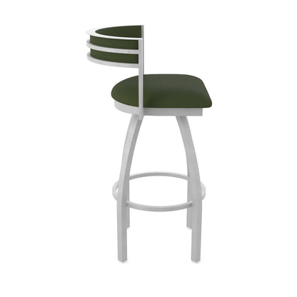 Swivel Counter Stool with Anodized Nickel Finish and Canter Pine Seat and Back