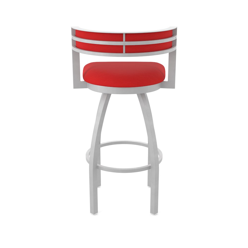 Swivel Counter Stool with Anodized Nickel Finish and Canter Red Seat and Back