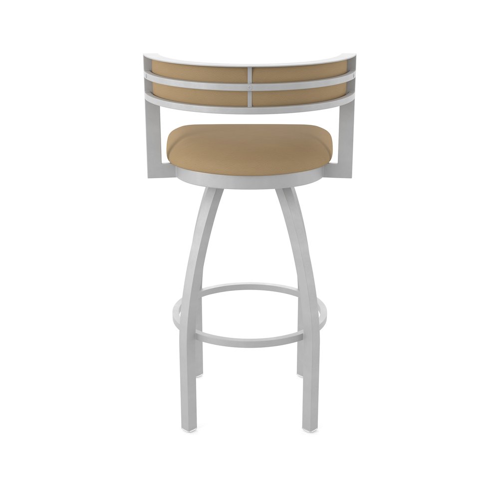 Swivel Counter Stool with Anodized Nickel Finish and Canter Sand Seat and Back