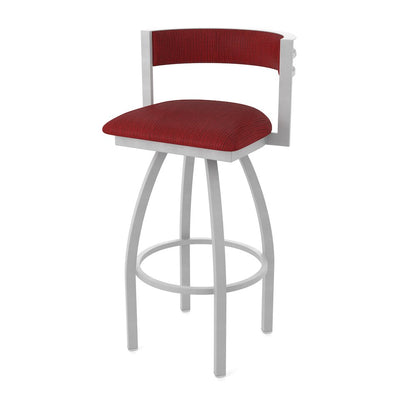 Swivel Counter Stool with Anodized Nickel Finish and Graph Ruby Seat and Back