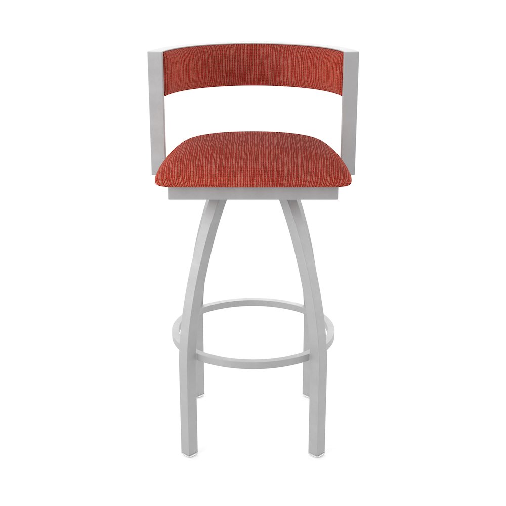 Swivel Counter Stool with Anodized Nickel Finish and Graph Poppy Seat and Back