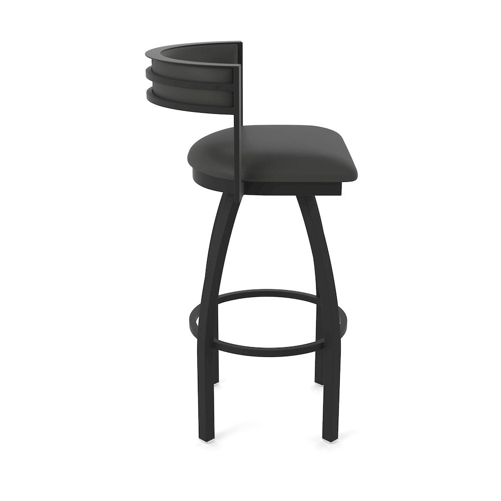 Swivel Counter Stool with Black Wrinkle Finish and Canter Iron Seat and Back