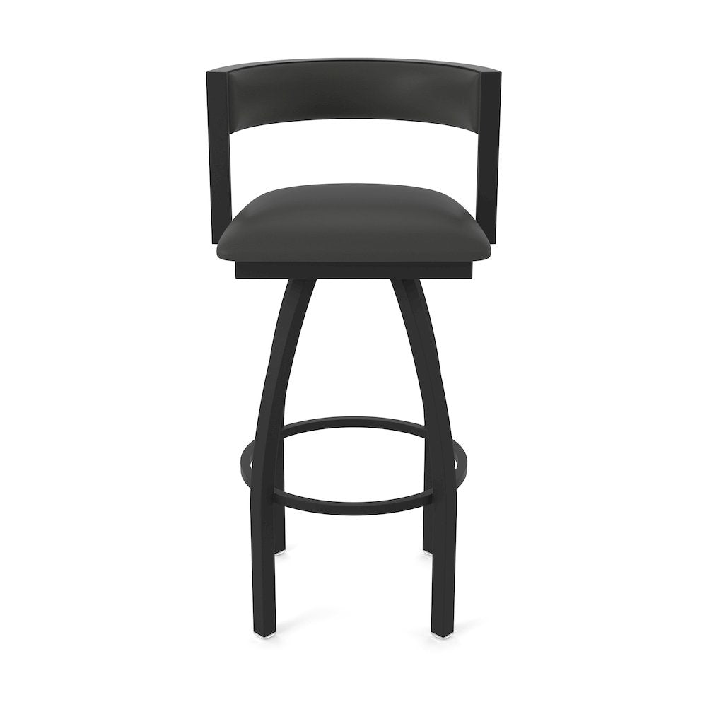 Swivel Counter Stool with Black Wrinkle Finish and Canter Iron Seat and Back