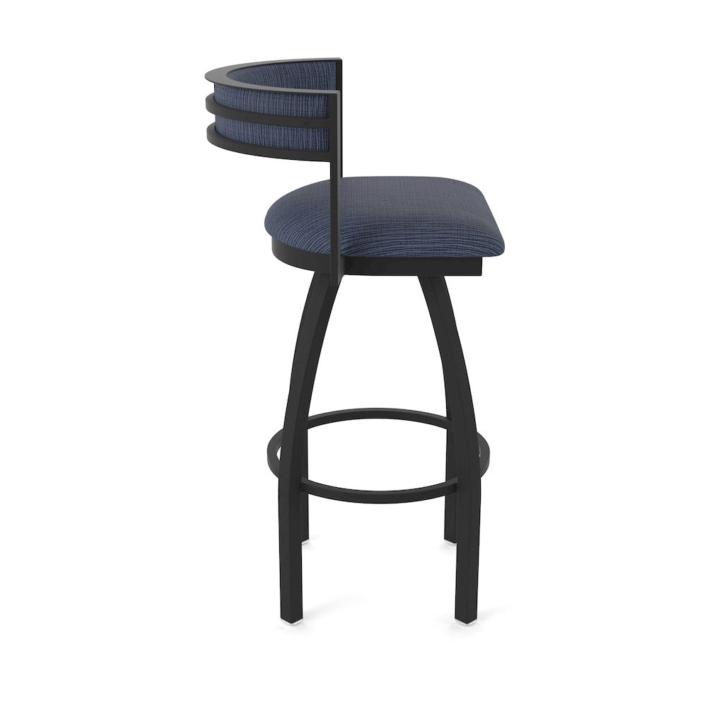 Swivel Counter Stool with Black Wrinkle Finish and Graph Anchor Seat and Back