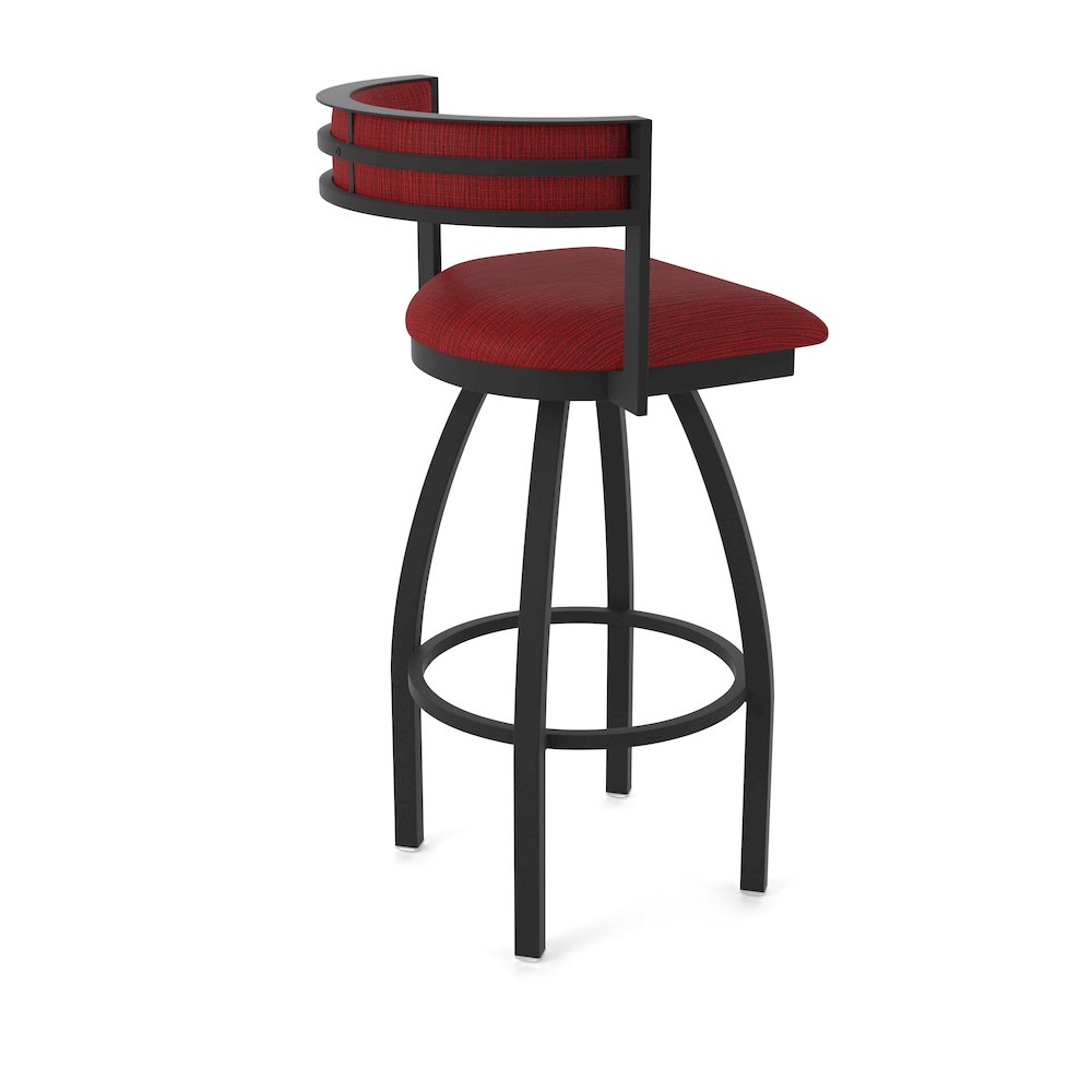 Swivel Counter Stool with Black Wrinkle Finish and Graph Ruby Seat and Back