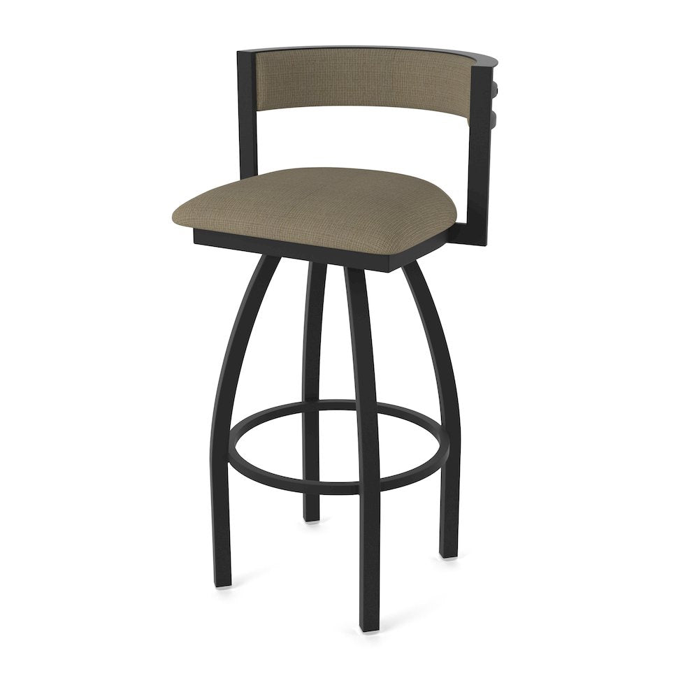 Swivel Counter Stool with Black Wrinkle Finish and Graph Cork Seat and Back