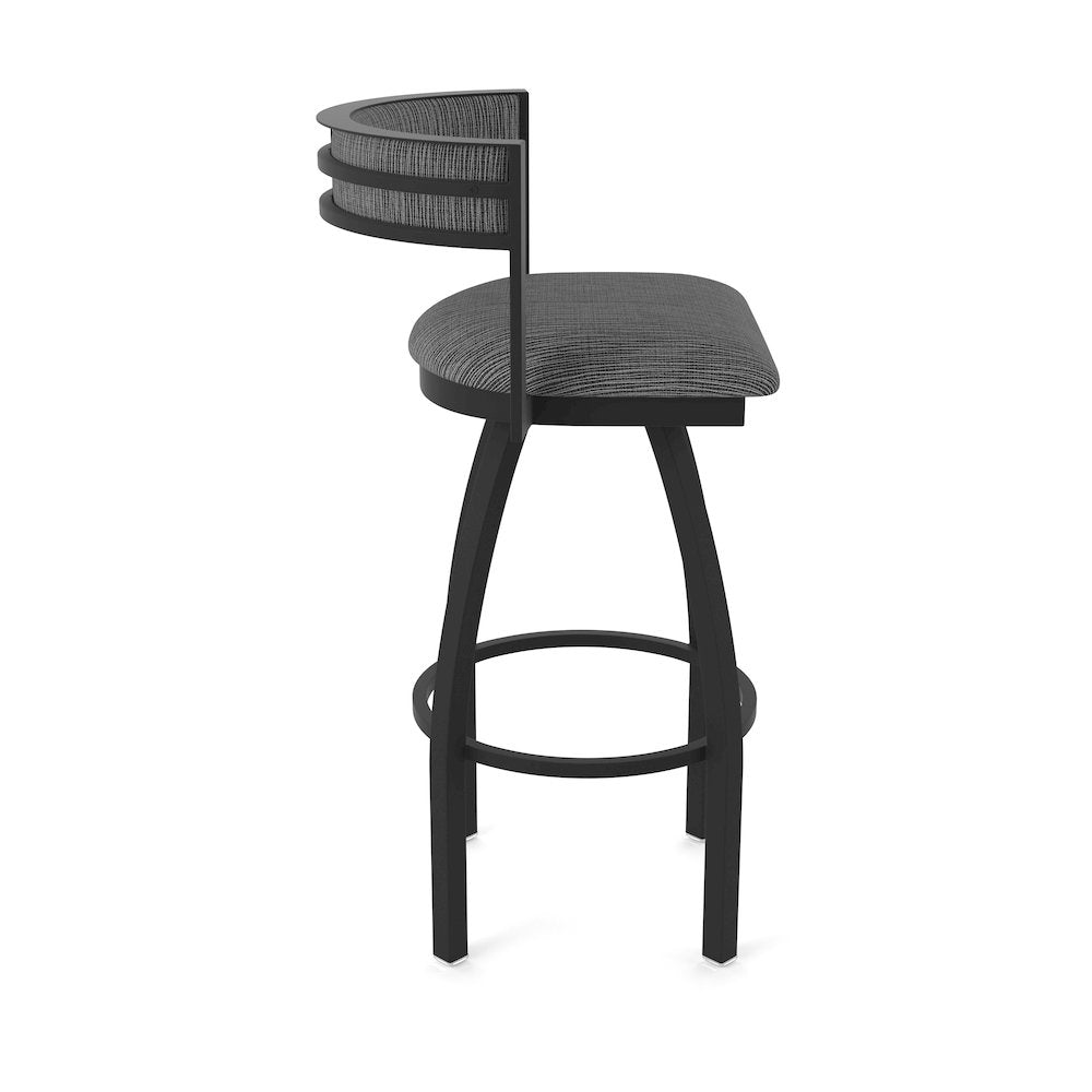Swivel Counter Stool with Black Wrinkle Finish and Graph Coal Seat and Back