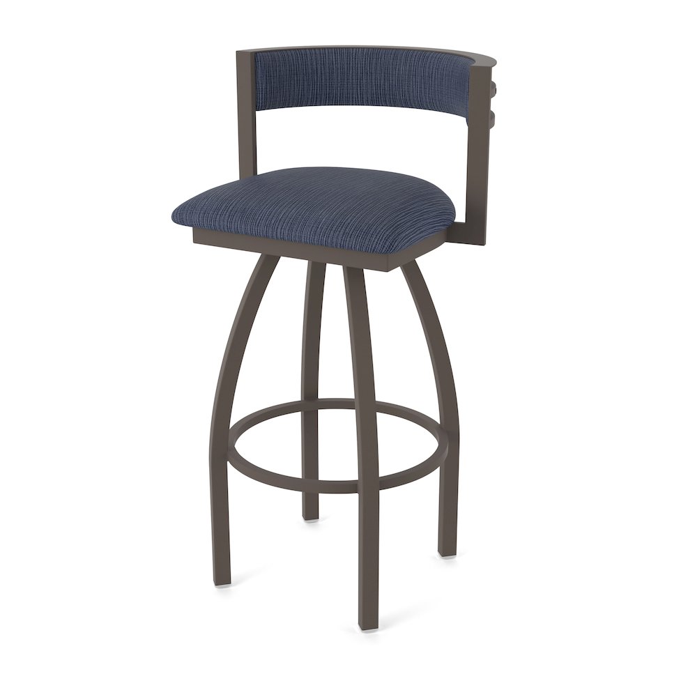 Swivel Counter Stool with Bronze Finish and Graph Anchor Seat and Back
