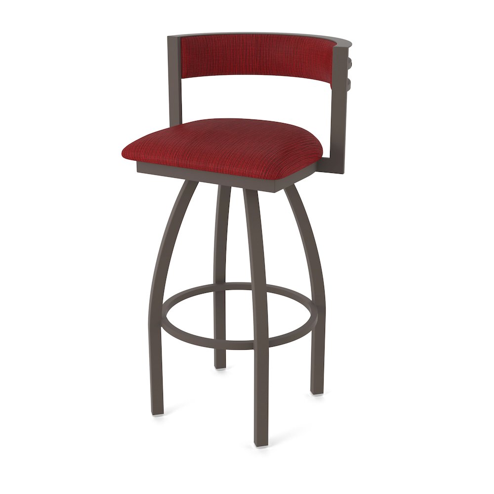 Swivel Counter Stool with Bronze Finish and Graph Ruby Seat and Back