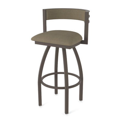 Swivel Counter Stool with Bronze Finish and Graph Cork Seat and Back