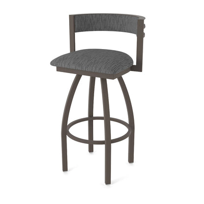 Swivel Counter Stool with Bronze Finish and Graph Coal Seat and Back