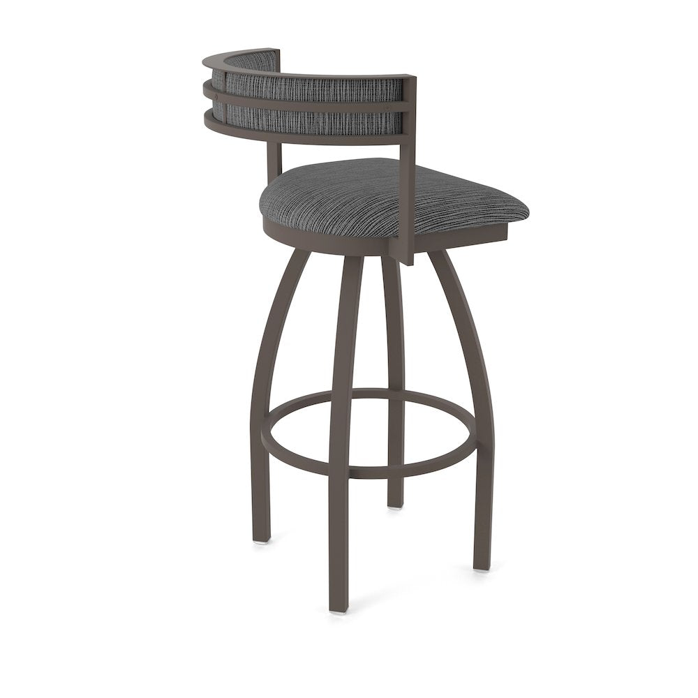 Swivel Counter Stool with Bronze Finish and Graph Coal Seat and Back