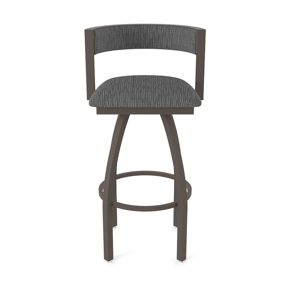 Swivel Counter Stool with Bronze Finish and Graph Coal Seat and Back