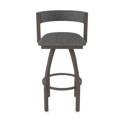 Swivel Counter Stool with Bronze Finish and Graph Coal Seat and Back